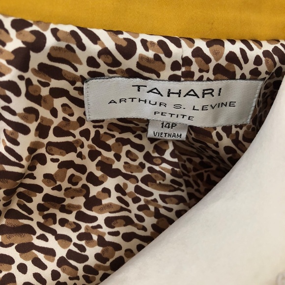 Tahari ASL Women’s Two Piece Gold and Dark Brown Cap Sleeve Skirt Suit Size 14P - Picture 13 of 16